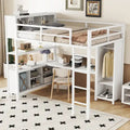 Metal Loft Bed with Wardrobe And L-shaped Desk