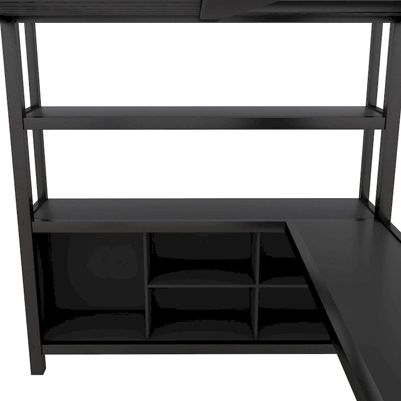 Metal Loft Bed with Wardrobe And L-shaped Desk