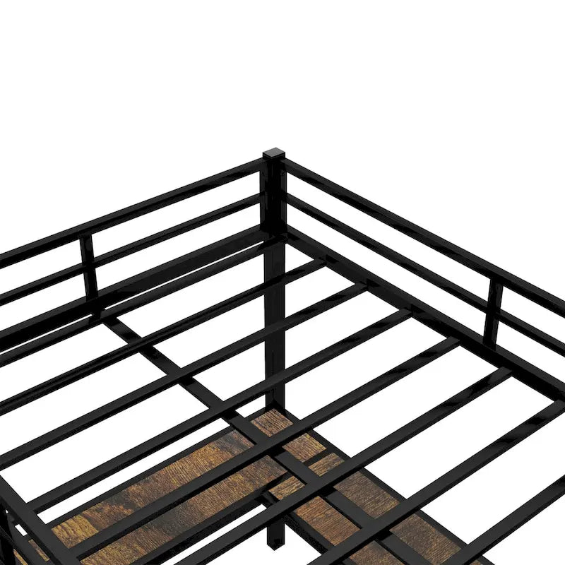 Metal Loft Bed with Desk and Shelves