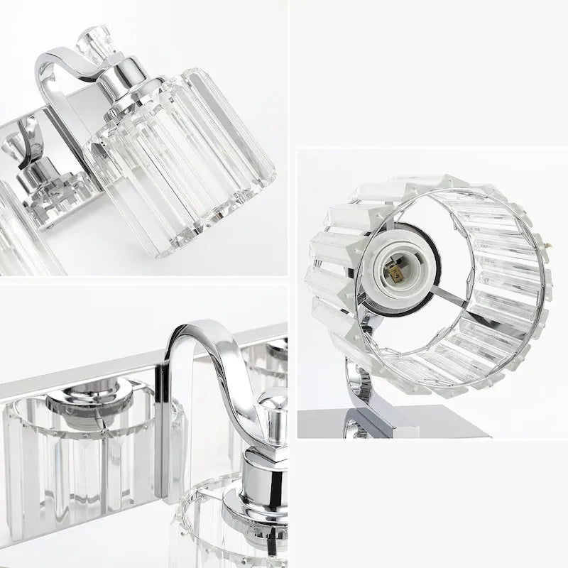 Modern Chrome Led Crystal Vanity Lights Over Mirror 4 Lights