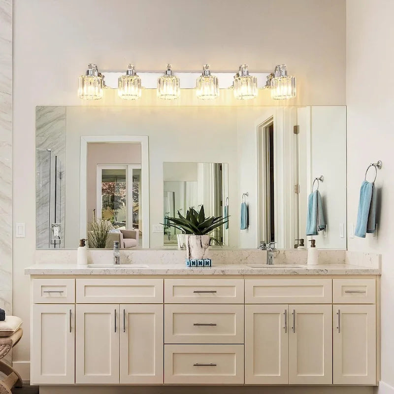 Modern Chrome Led Crystal Vanity Lights Over Mirror 4 Lights