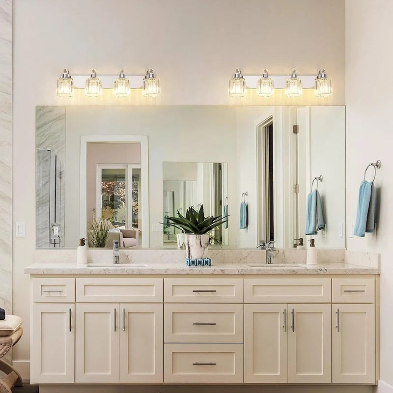 Modern Chrome Led Crystal Vanity Lights Over Mirror 4 Lights