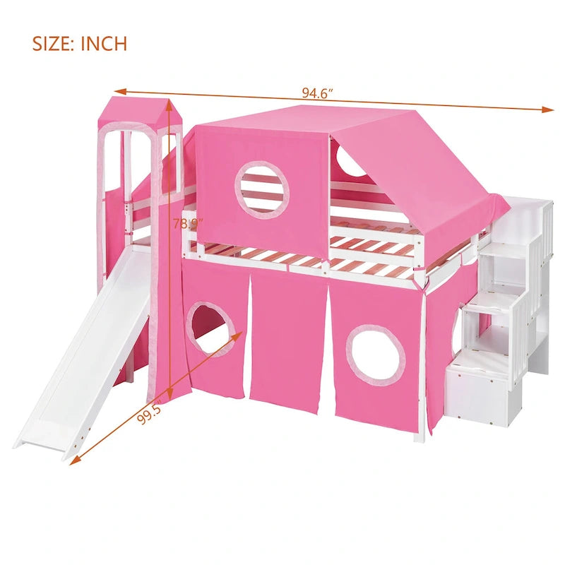 Loft Bed with Tent and Tower