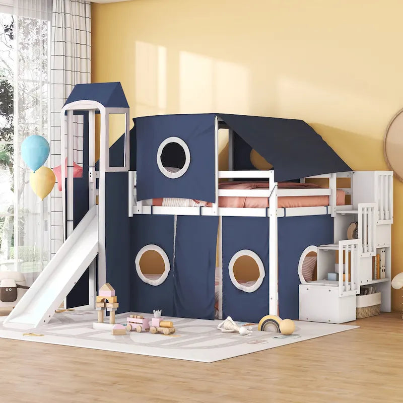 Loft Bed with Tent and Tower