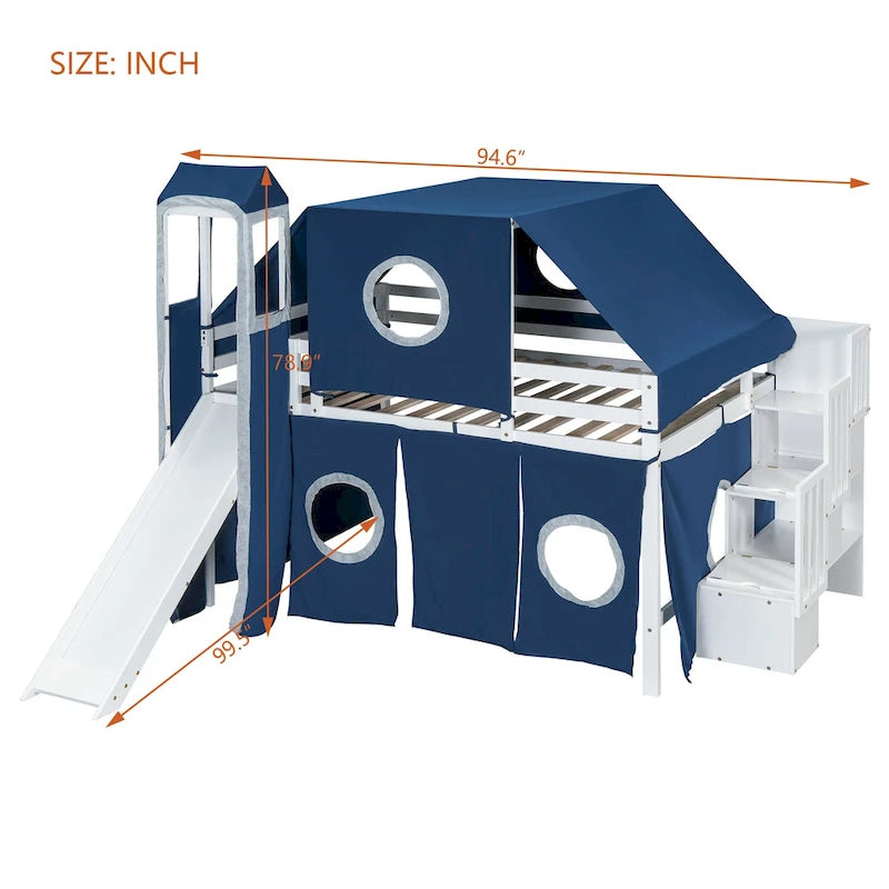 Loft Bed with Tent and Tower