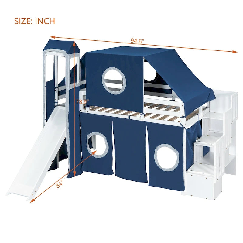 Loft Bed with Tent and Tower