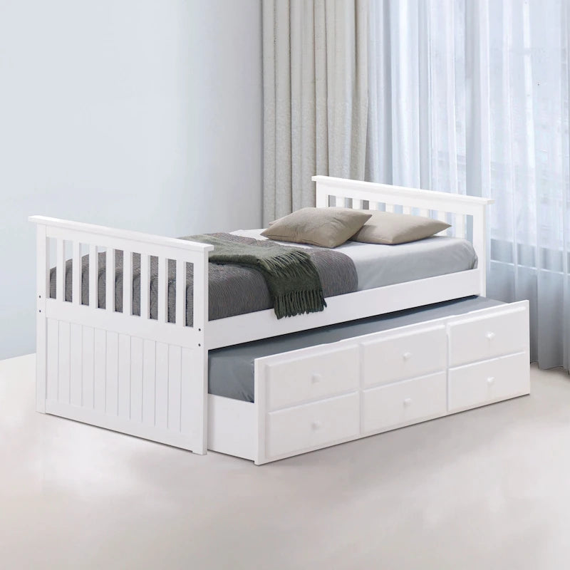 Twin Captain Bed with Trundle and Three Drawers