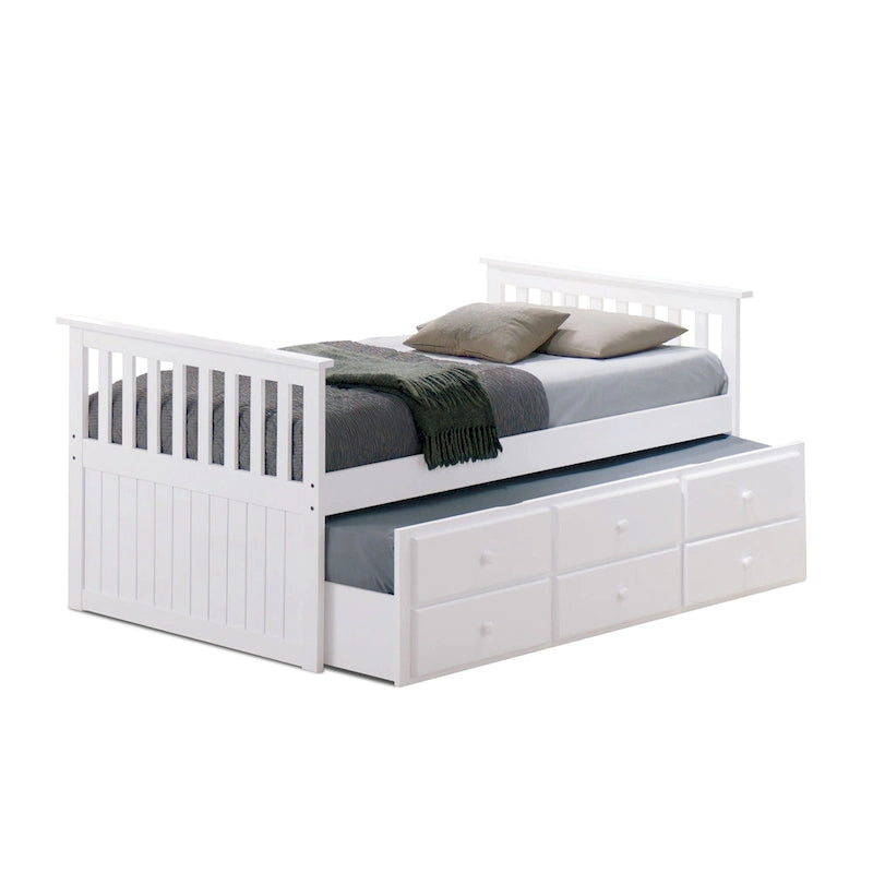 Twin Captain Bed with Trundle and Three Drawers