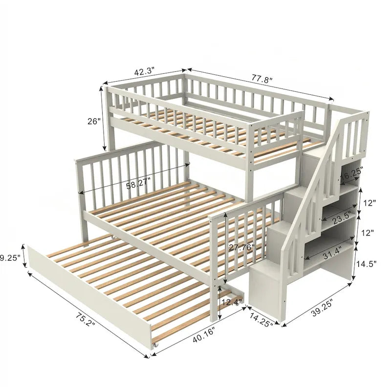 Versatile Stairway Bunk Bed with Extra Storage and Safety Features