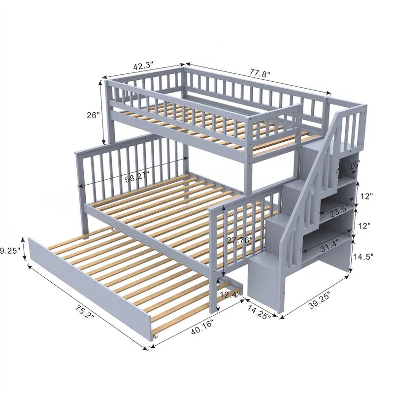 Versatile Stairway Bunk Bed with Extra Storage and Safety Features