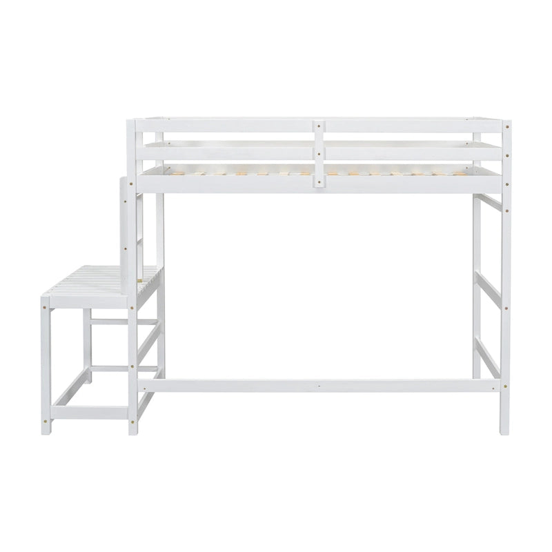 Twin Size Pine Wood High Loft Bed with Ladder
