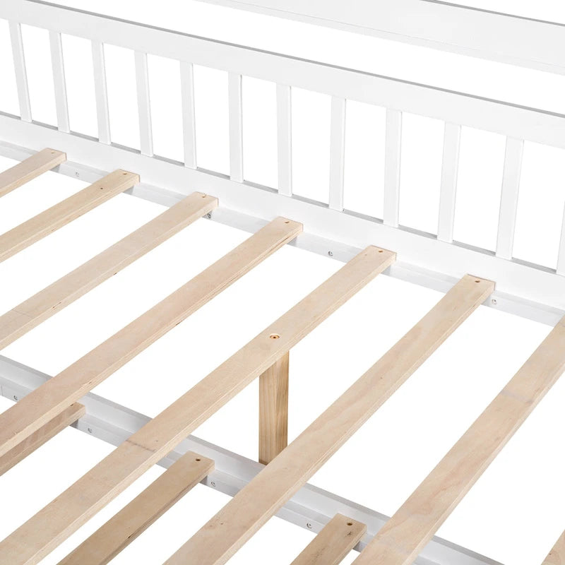 Full Wooden House Bed with Twin Trundle
