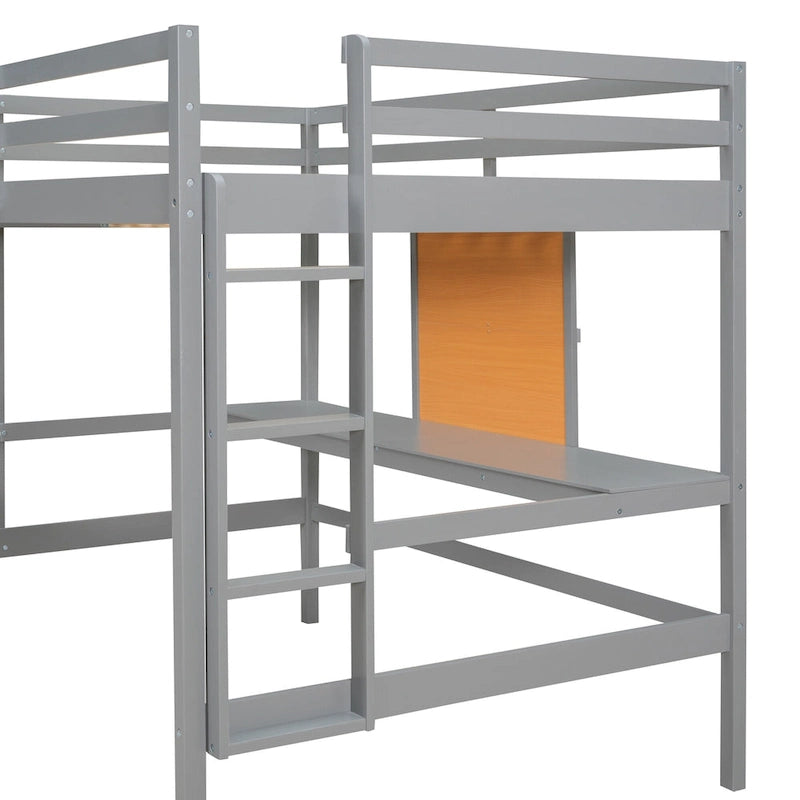 Full Pine Loft Bed with Desk and Writing Board