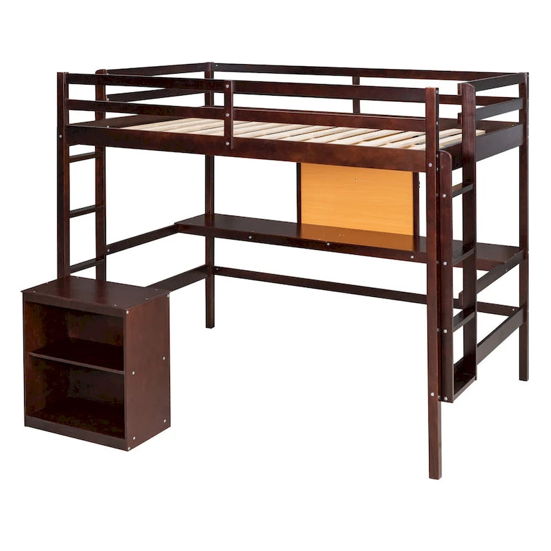Full Pine Loft Bed with Desk and Writing Board