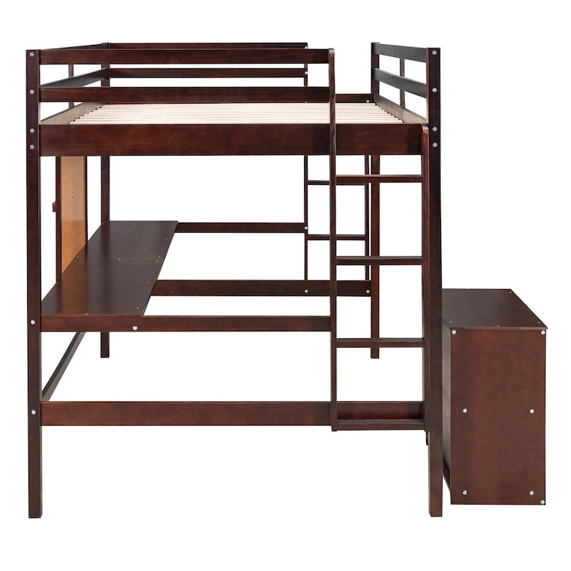 Full Pine Loft Bed with Desk and Writing Board