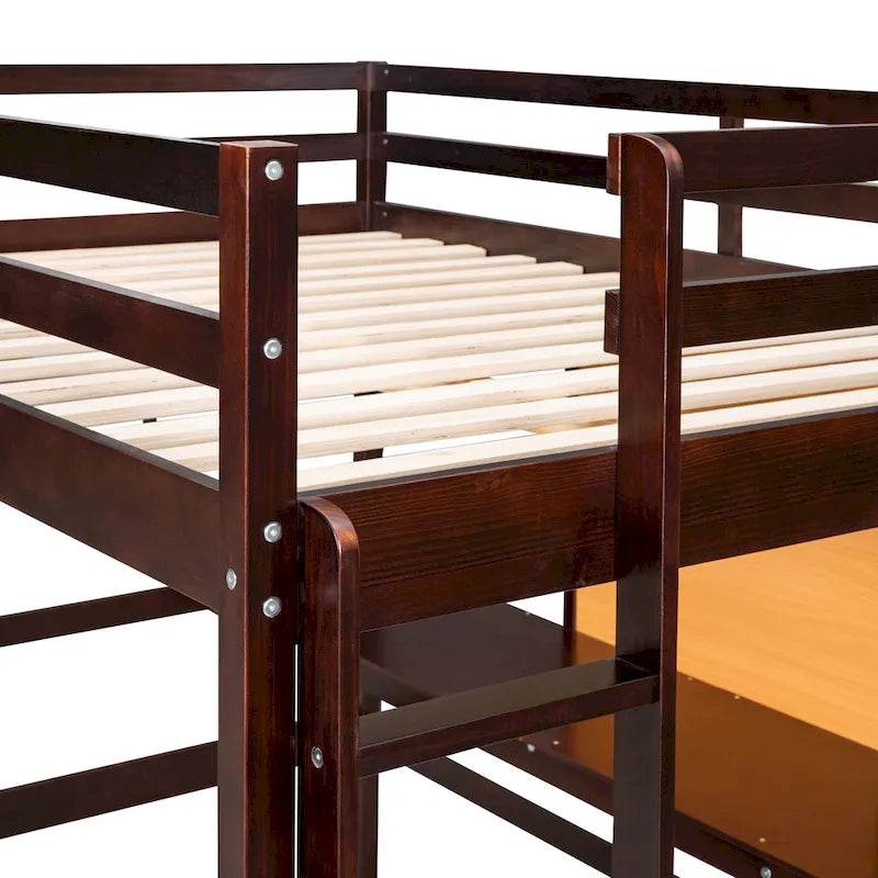 Full Pine Loft Bed with Desk and Writing Board