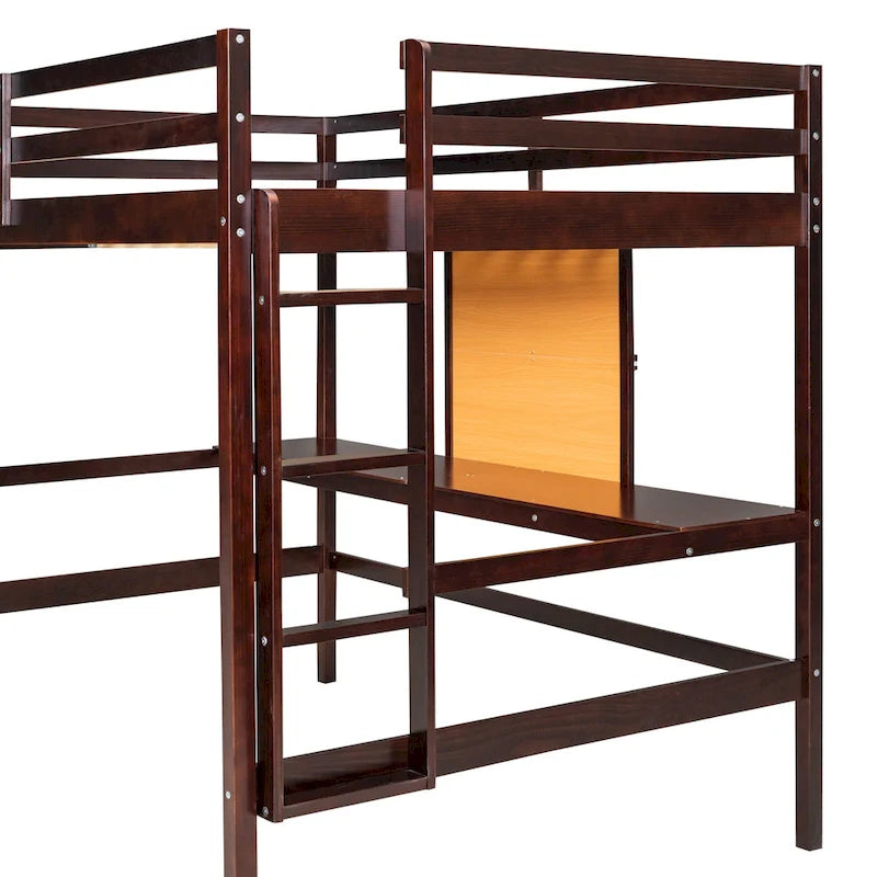 Full Pine Loft Bed with Desk and Writing Board