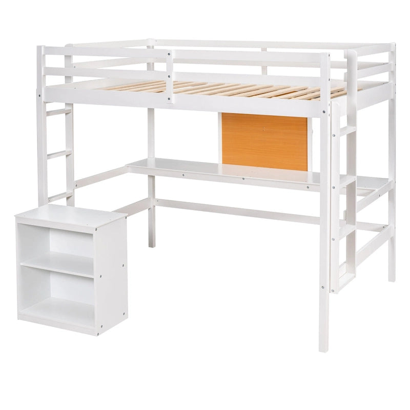 Full Pine Loft Bed with Desk and Writing Board