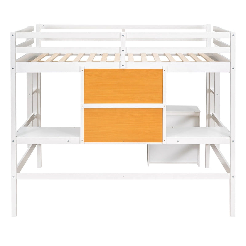 Full Pine Loft Bed with Desk and Writing Board