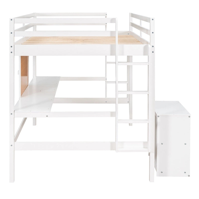 Full Pine Loft Bed with Desk and Writing Board