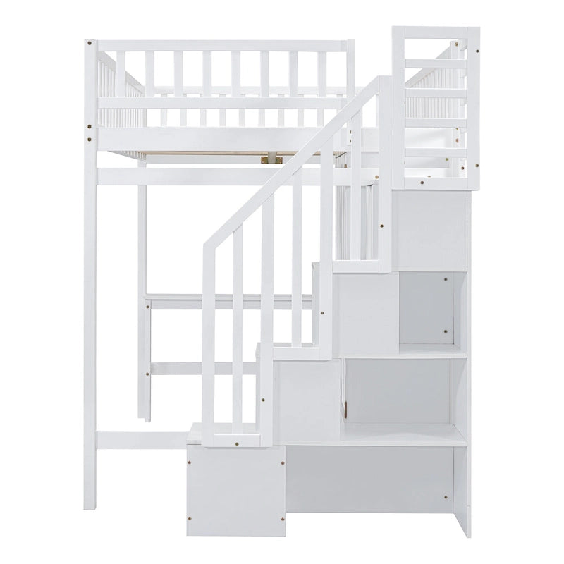 Full Pine Loft Bed with Desk and Storage