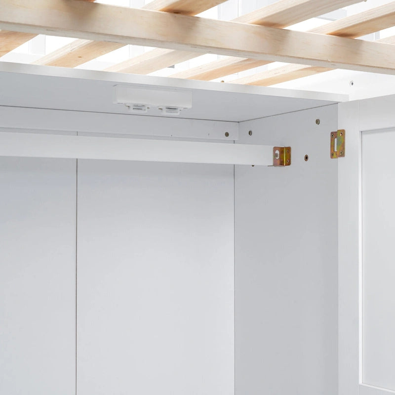 Full Pine Loft Bed with Desk and Storage