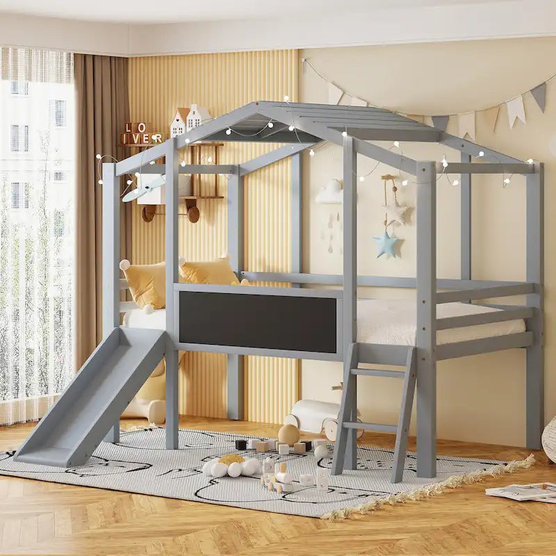 Twin Loft House Bed with Slide