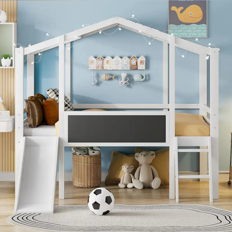 Twin Loft House Bed with Slide