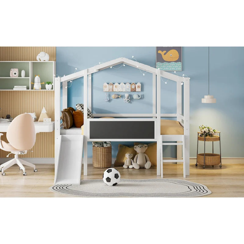 Twin Loft House Bed with Slide