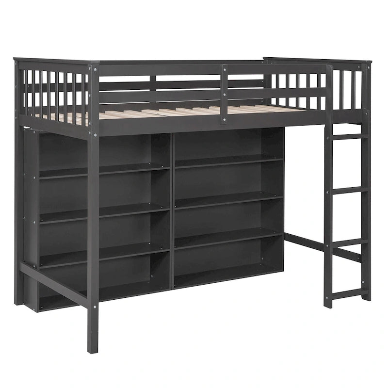Loft Bed with Storage Shelves