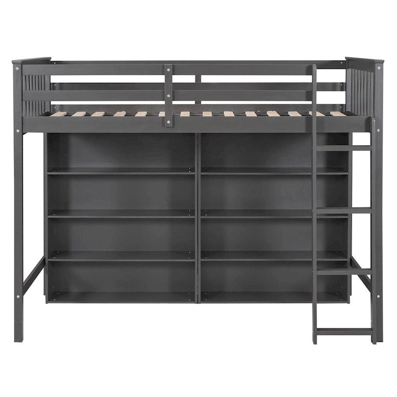 Loft Bed with Storage Shelves