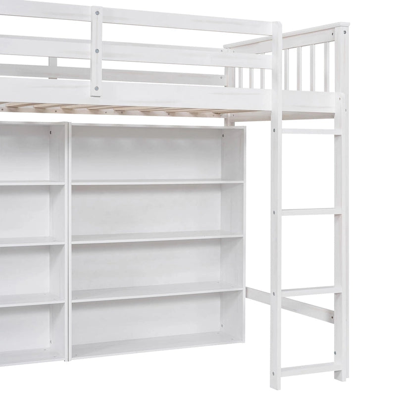 Twin Loft Bed with Storage Shelves
