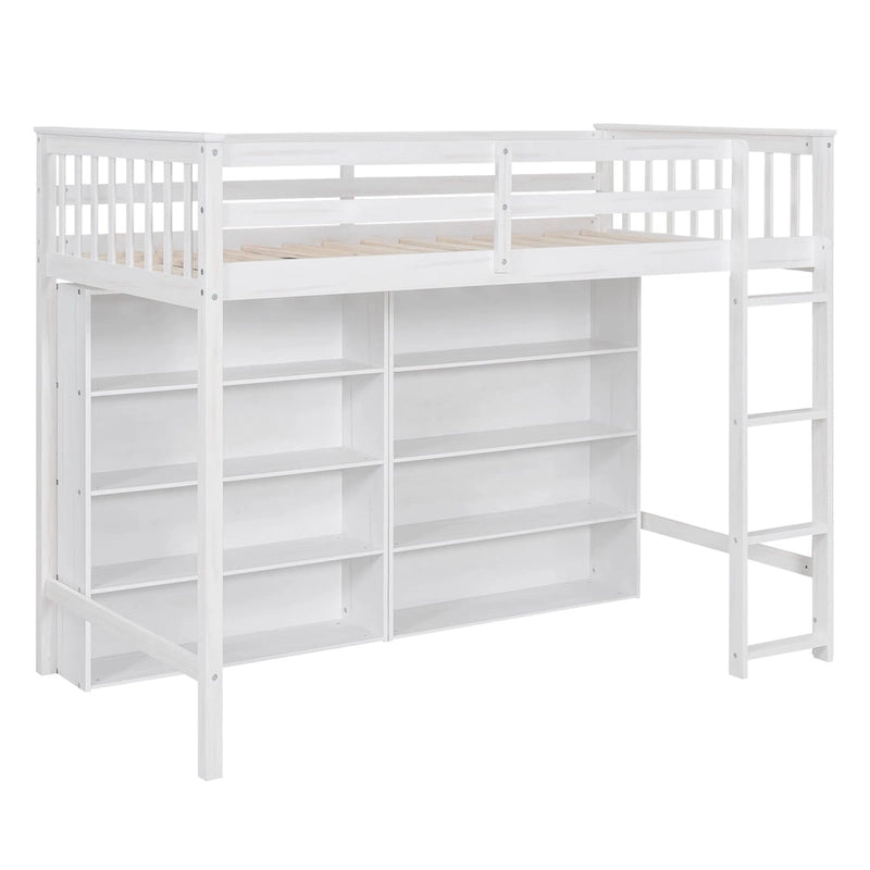 Twin Loft Bed with Storage Shelves