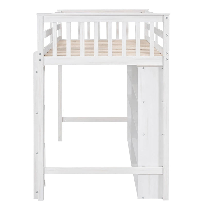 Twin Loft Bed with Storage Shelves