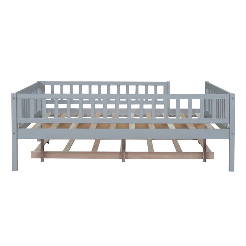 Full Size Wood Daybed With Trundle and Fence