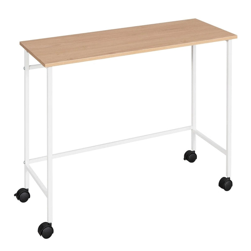 Twin Size Metal Loft Bed with Desk and Shelves
