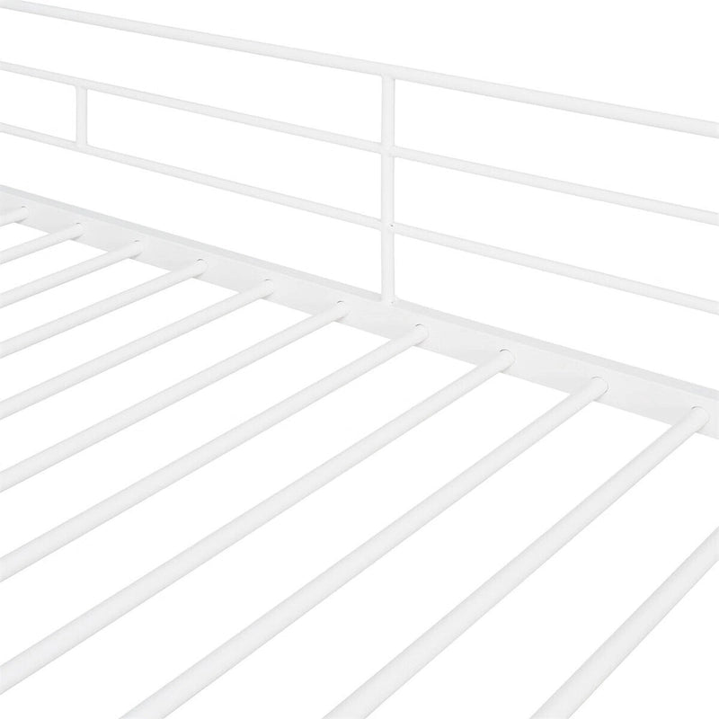 Twin Size Metal Loft Bed with Desk and Shelves