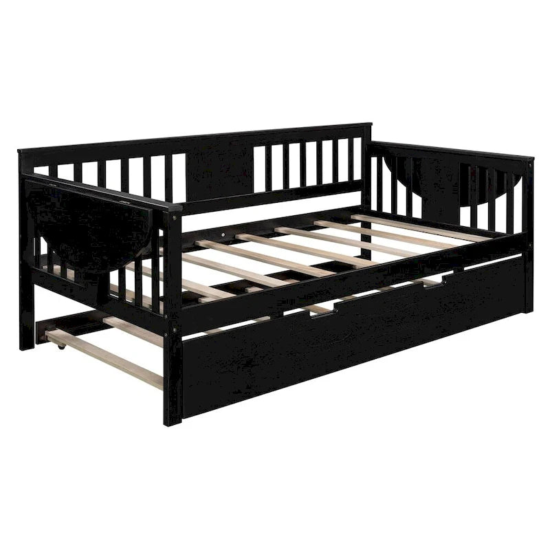 Twin Wooden Daybed with Trundle Bed , Sofa Bed for Bedroom Living Room