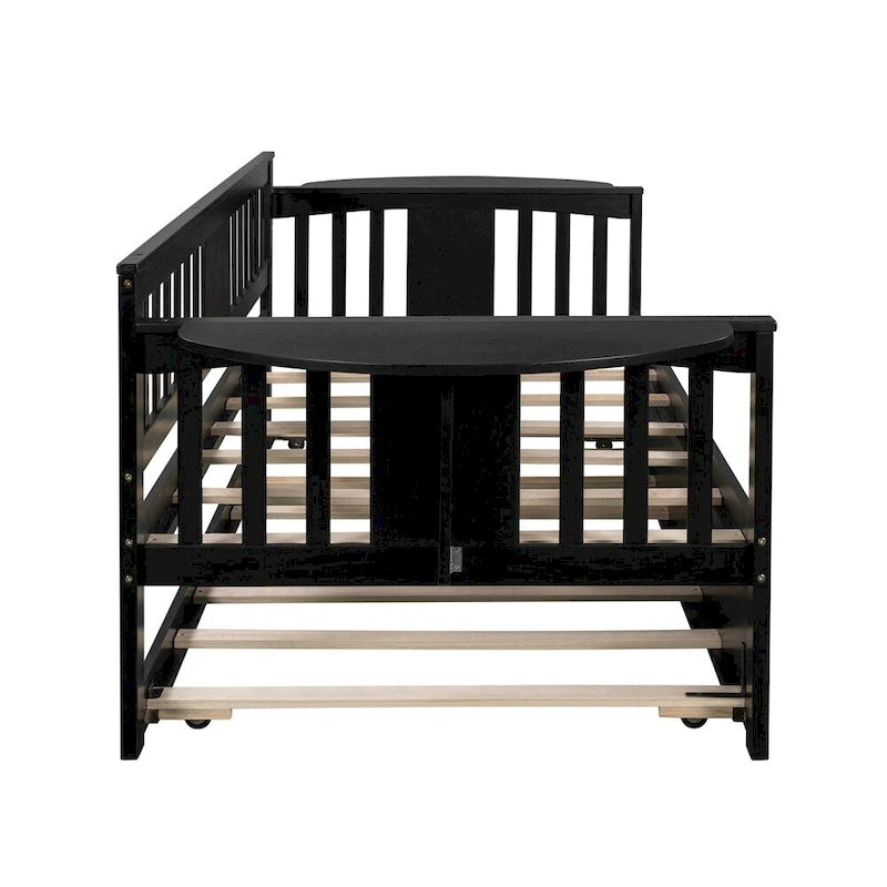 Twin Wooden Daybed with Trundle Bed , Sofa Bed for Bedroom Living Room
