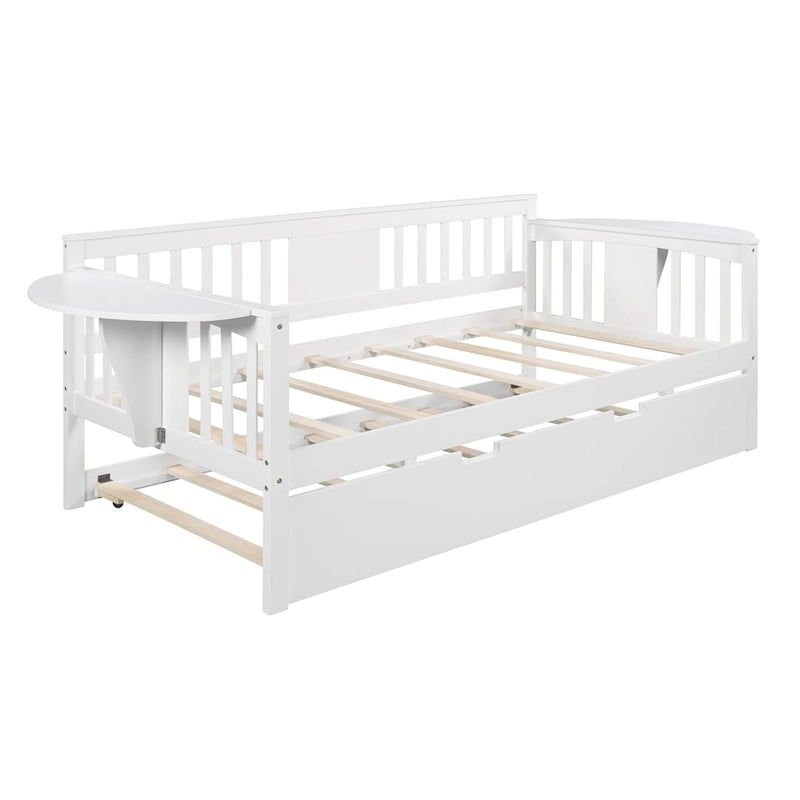 Twin Wooden Daybed with Trundle Bed , Sofa Bed for Bedroom Living Room