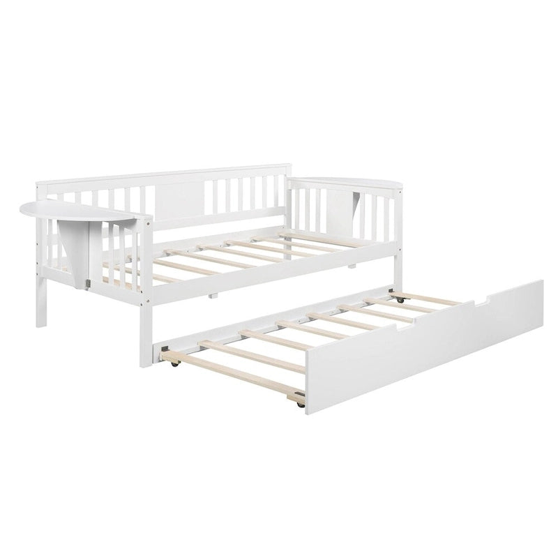 Twin Wooden Daybed with Trundle Bed , Sofa Bed for Bedroom Living Room