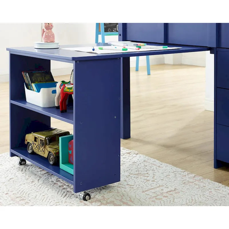 Twin Size Low Loft Bed with Desk and Storage Cabinet