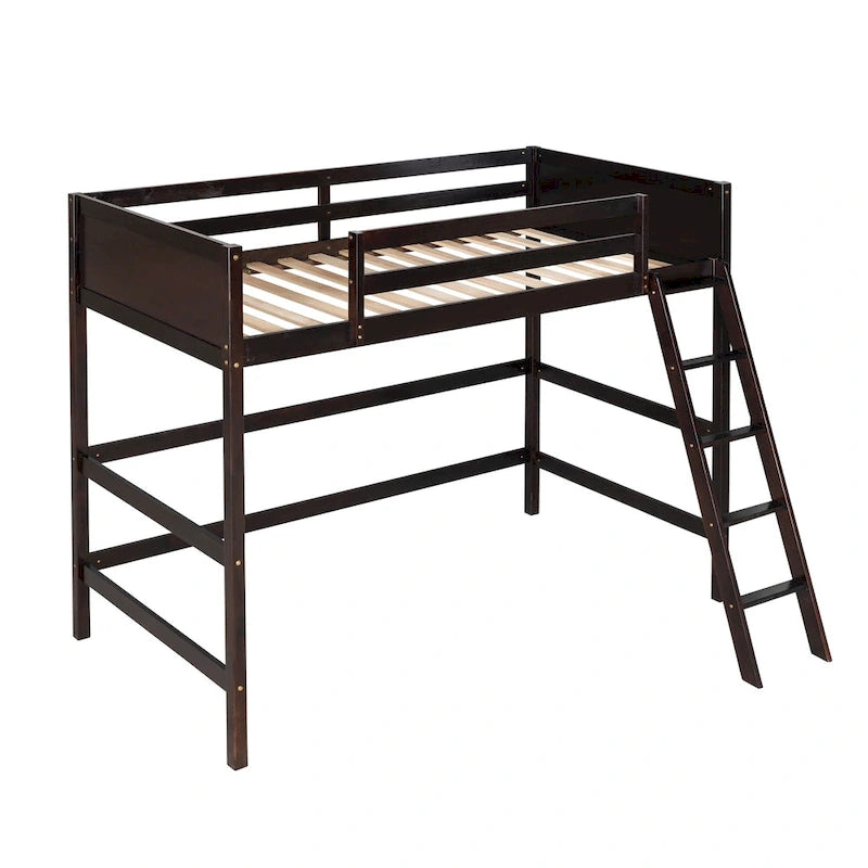 Twin Solid Wood Twin Size Loft Bed with Ladder