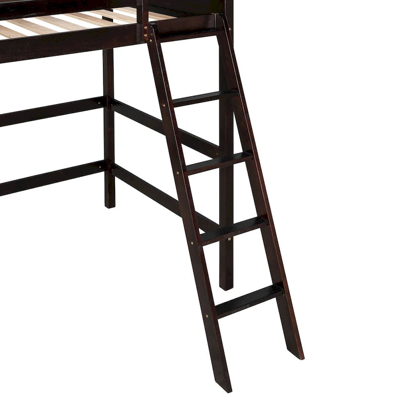Twin Solid Wood Twin Size Loft Bed with Ladder
