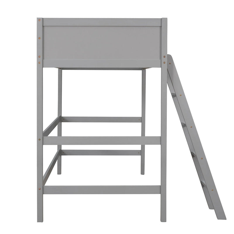 Twin Solid Wood Twin Size Loft Bed with Ladder