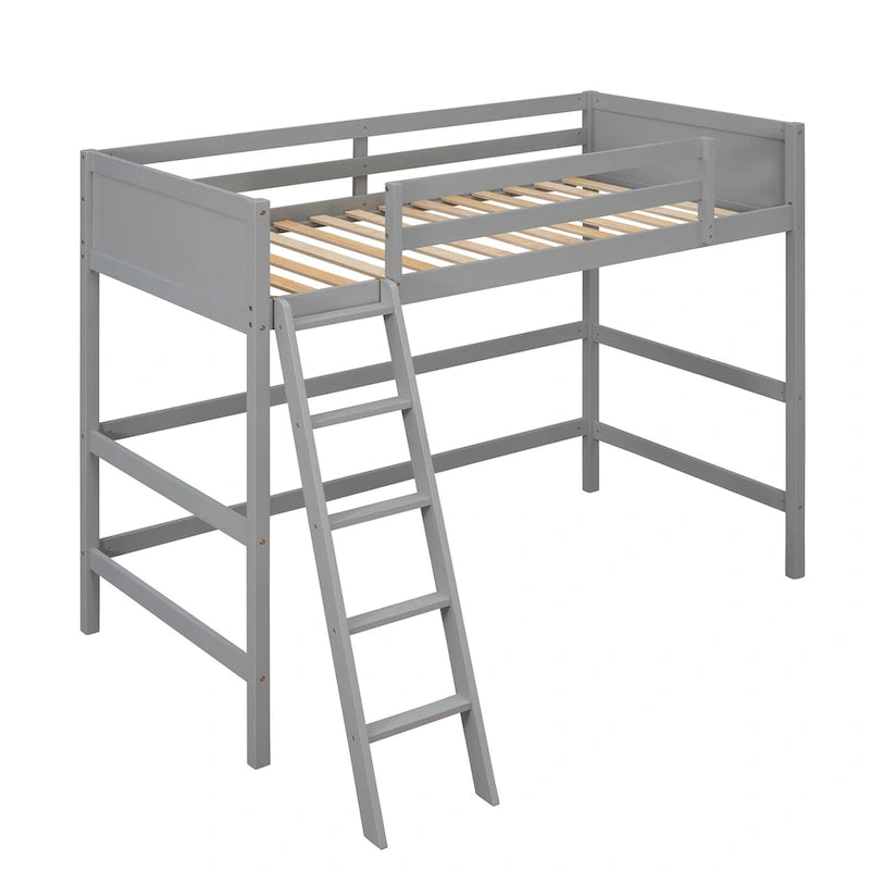 Twin Solid Wood Twin Size Loft Bed with Ladder