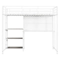 Metal Loft Bed with 3 Shelves and Ladder