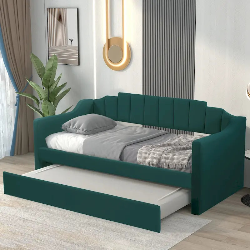 Upholstered Twin Daybed with Trundle, Storage Cabinets and USB Ports