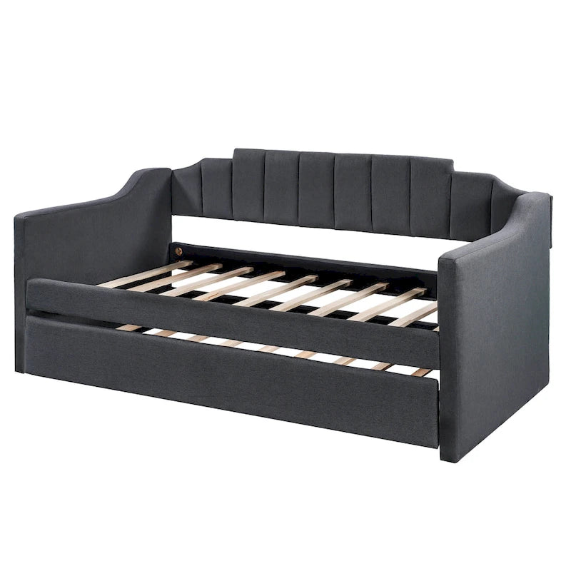 Upholstered Twin Daybed with Trundle, Storage Cabinets and USB Ports