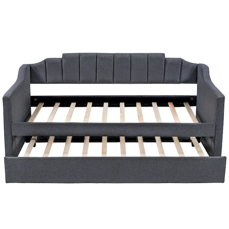 Upholstered Twin Daybed with Trundle, Storage Cabinets and USB Ports